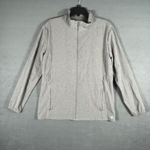 Hang Ten Mens Jacket L Gray Heathered Elastane Full Zip Mock Neck UPF 50+